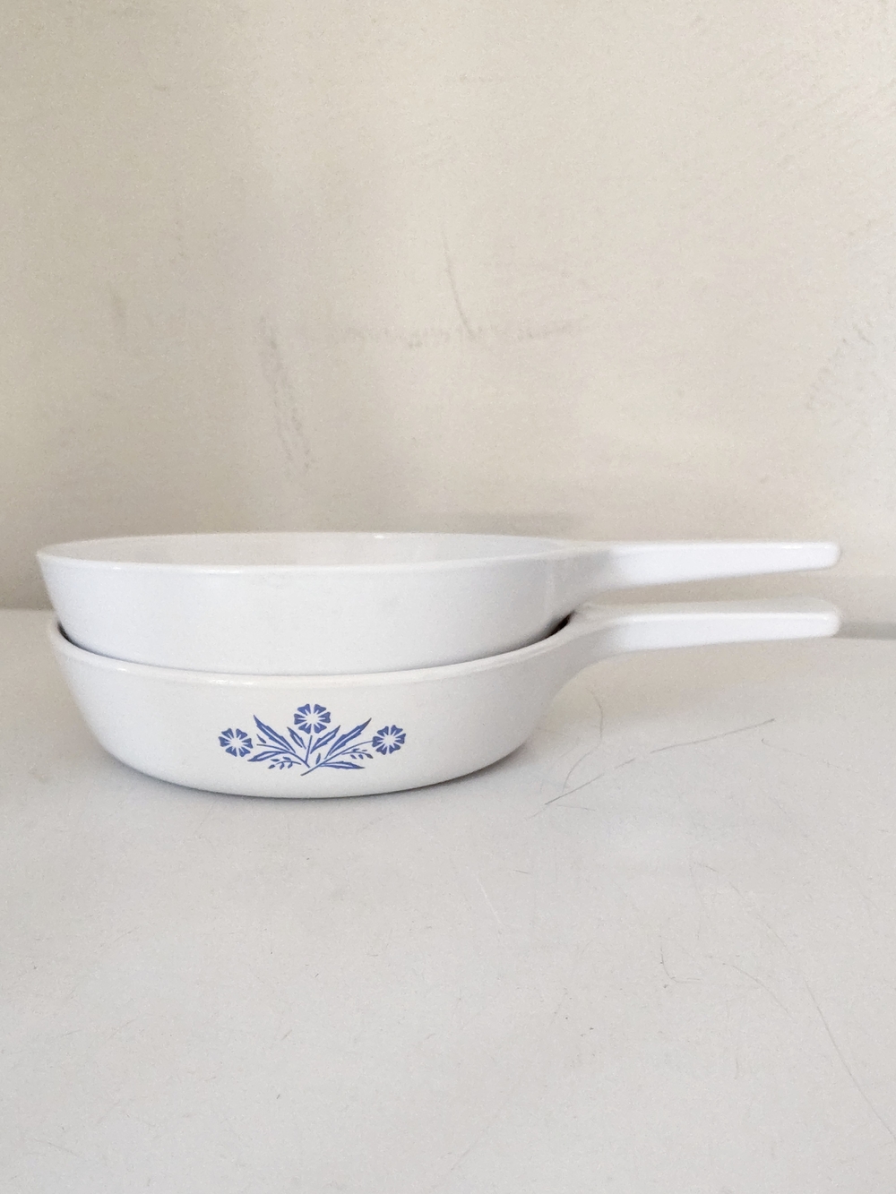 VTG 70s Corningware P-83-B White  Menu-ette 6.5" Skillet Pan Set Of 2 USA